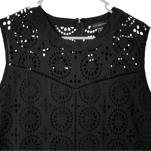 Saks Fifth Avenue Black Eyelet Sleeveless Top – Size Large - Picture 3 of 8